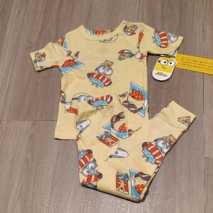 Yellow Minion-Print Kids Pajama Set